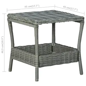 Berkfield Garden Table Light Grey 45x45x46.5 cm Poly Rattan