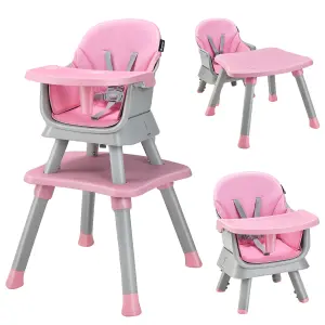 Costway 6-in-1 Baby High Chair Infant Feeding Chair Kids Stool w/Removable Tray & Cushion