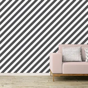 Galerie Simply Stripes 3 Black Diagonal Stripe Smooth Wallpaper