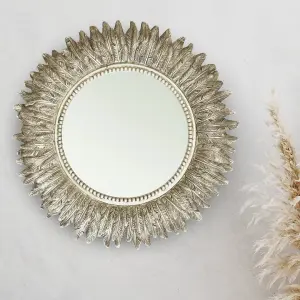 Distressed Silver Feathered Mirror