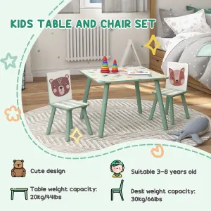 ZONEKIZ Kids Table and Chairs, Children Desk with 2 Chairs, Green