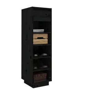 Berkfield Shoe Cabinet Black 34x30x105 cm Solid Wood Pine