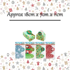 Christmas Gift Boxes 4 Xmas Themed Designs 1 x Varied Design 18x7x11cm