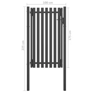 Berkfield Garden Fence Gate Steel 1x2.25 m Anthracite