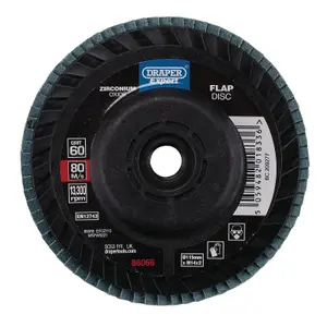 Draper Expert Zirconium Oxide Flap Disc, 115mm, M14, 60 Grit 86066