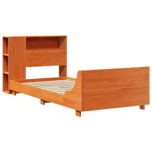 Berkfield Bed Frame without Mattress Wax Brown 90x190 cm Single Solid Wood Pine