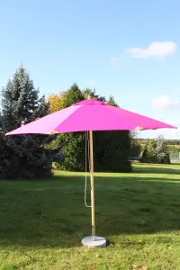 Large Hardwood Garden Parasol Umbrella-3.5M Wide-Pink