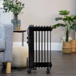 Russell Hobbs Oil Filled Radiator 1500W 7 Fin Black RHOFR5001B