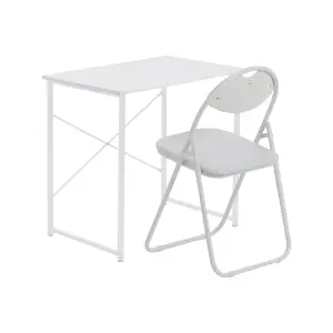 Harbour Housewares - Wooden Desk & Chair Set - White/White