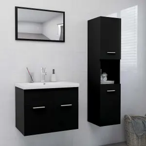 Berkfield Bathroom Furniture Set Black Engineered Wood