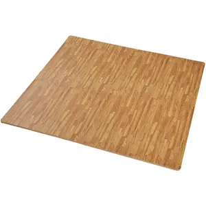 Gym Mats - 12 interlocking sections with 24 edge pieces, 61 x 61 cm each - wood decor