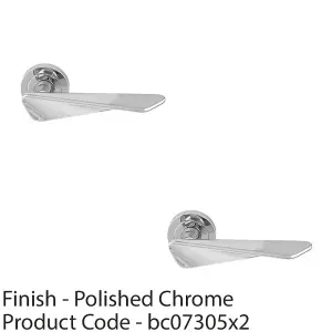 2 PACK - Premium Angle Twist Door Handle Set - Polished Chrome Designer Lever Round Rose