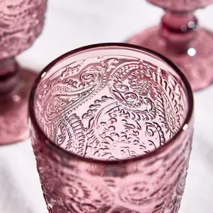 Set of 4 Luxury Bright Pink Drinking Wine Glass Wine Goblets 300ml