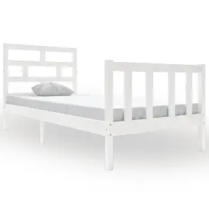 Berkfield Bed Frame White Solid Wood Pine 90x200 cm