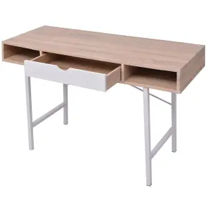 Berkfield Desk with 1 Drawer Oak and White