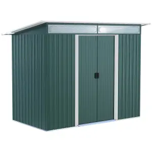 Outsunny Garden Shed Outdoor Storage Tool Organizer w/ Double Sliding Door