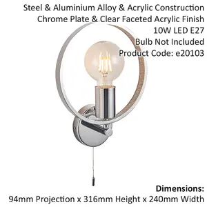 Bathroom Wall Light Fitting - Chrome Plate & Clear Faceted Acrylic - Modern