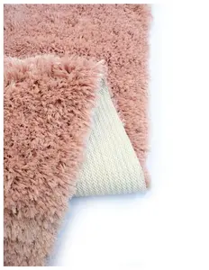 Soft Washable Collection Plain Design Shaggy Rug in Pink  SA-07