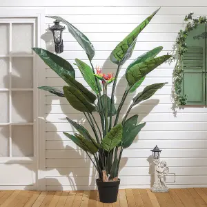 Artificial Plant Fake Potted Bird of Paradise Palm Tree in Black Pot 180 cm