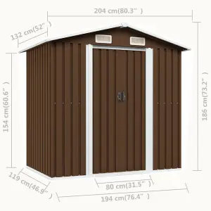 Berkfield Garden Storage Shed Brown 204x132x186 cm Steel