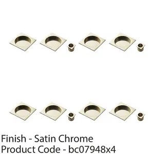 4 PACK - 30mm Sliding Door Rose & 2x 53mm Square Flush Finger Pulls - Satin Chrome