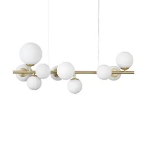 Luminosa Perlage 10 Light Linear Globe Pendant Ceiling Light Brass