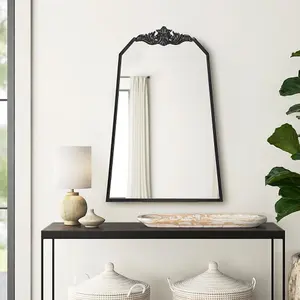 Wall Mounted Black Metal Framed Decorative Framed Mirror W 600mm x H 900mm