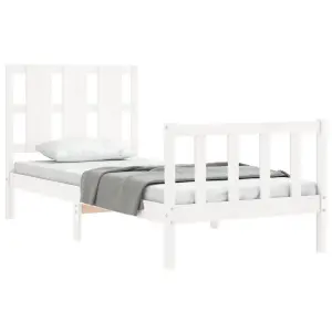 Berkfield Bed Frame with Headboard White 90x200 cm Solid Wood