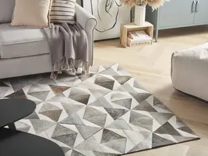 Cowhide Area Rug 140 x 200 cm Grey ALAKA