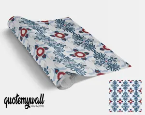 Red & Blue Abstract Vintage Tile Wrap