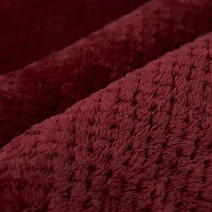 Dreamscene Luxury Large Waffle Honeycomb Mink Warm Throw, Wine - 150 x 200cm