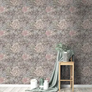 Enchanted Forest Wallpaper Lilac Floral Leaves Natural Botanical Feature Wall