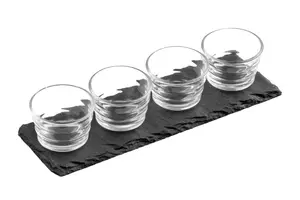 Maison by Premier 4 Ribbed Glass Bowls Slate Tray Set