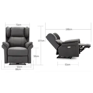 Electric Powered Recliner Chair With Wingback Design And USB Charger Port In Slate Bonded Leather