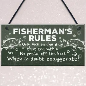 Red Ocean Funny Fishing Gifts For Men Hanging Plaque Fisherman Sign Gift For Dad Grandad Son Brother