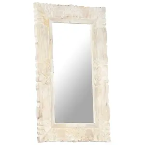 vidaXL Mirror White 80x50 cm Solid Mango Wood