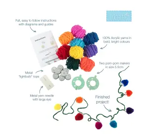 POMPOM GARLAND 1.6M - Pom Pom Garland Kit: Christmas Lights: Pack of 1 - Trimits