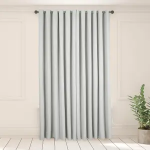 Eyelet Blackout Curtains Geo Embossed PAIR of Thermal Ring Top, Silver - 66X54