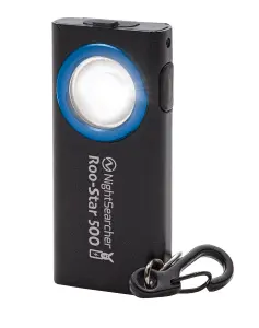 NightSearcher RooStar 500 ,  500 Lumens  Compact Lightweight Rechargeable Keyring Light with Magnetic Base