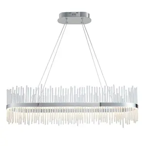 Luminosa Trapani Bar Pendant Ceiling Light Chrome Plate, Clear Glass