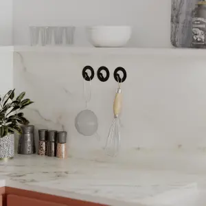 Decortie Modern Kaly Unique Metal Round Triple Matte Black Hooks for Hanging, Set of-3 Hooks Kitchen, Waterproof, Stainless Steel