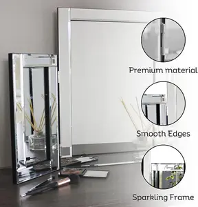 Modern Tri-Fold Glass Mirror - Stylish Folding Dressing Table Mirror for Home, Bedroom, Bevelled, Vanity Mirror