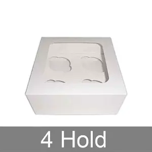 4 Count - 3" Deep White Cupcake Box