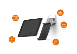 Durable Aluminium Tablet Holder iPad Wall Arm Mount - Lockable & Rotatable