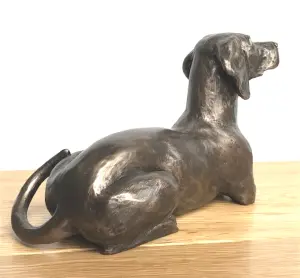 Weimaraner dog figurine in solid cold cast bronze designed by Harriet Glen