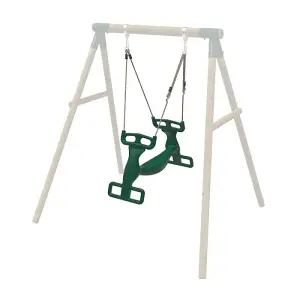 Rebo Moulded Plastic Children's Tandem Glider - Two Child Swing Seat - Green