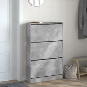 Shoe Cabinet Concrete Grey 80x21x125.5 cm Engineered Wood