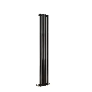 Vertical Black Single Oval Panel Radiator (H)1600mm x (W)236mm, 2280 BTU.