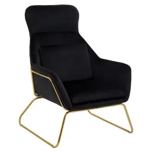 Interiors by Premier Sturdy Black Velvet Armchair, Easy Care Velvet Accent Armchair, Indoor Dining with Velvet Bedroom chair