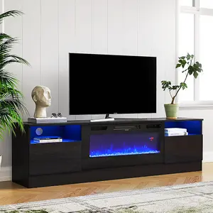 Black Electric Fire Suite,Fireplace and Black Fire Surround Set,Fireplace TV Stand 12 Mood Light Colors